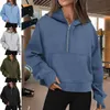 2024 Lulemone Womens Yoga Scuba Half Zip Hoodie Jacket Designer Sweater Feminino Define Workout Sport Coat Top Sólido Zipper Moletom
