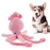 Brinquedos para cães mastiga brinquedo de pelúcia para animais de estimação bonito lula pequeno brinquedo para cães som bb filhote de cachorro corda brinquedos rosa mastigar brinquedos para gato