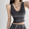 Canottiere Canottiere Yoga traspirante Canotta senza cuciture Donna Canotta verde Ragazza Reggiseno Top Pelle Taglia sportiva nera Biancheria intima a righe verticali