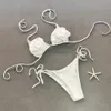 Costume da bagno donna sexy micro bikini bianco costume da bagno femminile bikini perizoma set costume da bagno brasiliano con lacci 240103