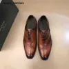 BERLUTI MENS SURES Buty skórzane buty Berlut Nowe męskie Alessandro Galet Buty Buty Oxford z trzema rzeźbionymi wzorem RJ Lyj1