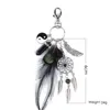 Keychains Keyring Bag Charm Fashion Boho Jewelry Feather Keychain Opal Stone For Women 2024 Metal