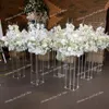 Rensa akrylblommorbågar Bakgrund Square Flower Stand för bröllopsstegbord Back Drop DekorationVents Party Wedding Arch Backdrop Flower Wall Decoration