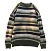 Pulls pour hommes Hommes Automne Hiver Lâche Pull à tricoter O-Cou Manches longues Pull Tops Rayé Imprimer Tricots Streetwear