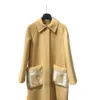 Trincheira feminina outono e inverno novo designer casaco de caxemira jaqueta longa vison emendando bolsos ficar quente e proteger contra o frio 1F8D4