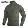 TACVASEN 14 T-shirts Ripstop à fermeture éclair avec poches à fermeture éclair T-shirts tactiques à manches longues pour hommes T-shirts de travail hauts pull 240106