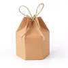 ギフトラップクラフトペーパーキャンディボックスランタン六角形の好意と結婚式のクリスマスバレンタインパーティー用品ベビーシャワーバプテスマバッグ