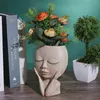 Creative Face Flower Pot Head Planter Pot Succulent Planter Harts Art Statue Sculpture Potted Decorative Ornament Vase 240103