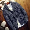 Men Sweater Coat Casual Thicken Cardigan Button Up Pure Color Chunky Knit Fashion Clothing Hood 240103