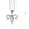 Pendentif Colliers Punk Tête de Mouton Crâne Long Collier En Acier Inoxydable Chaîne Gothique Pour Hommes Femmes Hip Hop Bijoux