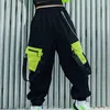 Bühnenkleidung Street Dance Kostüme Kid Performance Rave Kleidung Hip Hop für Mädchen Jazz Outfits Grüne Crop Tops Schwarze Weste Cargohose