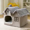 Lit doux pour chat, maison de sommeil profond, maison d'hiver pour chien et chat, coussin amovible, tente fermée pour animaux de compagnie, chatons, chiot, fournitures Cama Gato 240103