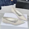 Dress Shoes Size 35-41 For Women Spring Autumn Sequined Cloth Pumps Bling Slip-on Wedge Heels Designer Pointed Toe Shallow