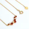 Pendants Natural Garnet Necklace S925 Sterling Silver 10k Gold Plated White Zircon Gemstone Clavicle Chain Necklaces Women Gifts