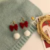 Dangle Earrings Kadrufi Women Year ChristmasWine Red Velvet Bow Koreanファッションガール