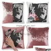 Pillow Case Frankenstein Shimmer cekins Glitter poduszka horror terror vintage retro filmy klasyczne ct film Drop dostawa do domu g dhzim