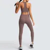 2024 Lu Lu Lemon Seamless Yoga Outfit Classic Solid Color Women Gym Yoga Set Tight Leggings +Fitness Bra Top 2PCS Sport Sut