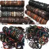 الأساور عشوائي 100pcs/مجموعة نسج التفاف الجلود الأساور للنساء الأساور Femme homme المجوهرات pulsera hombre erkek bileklik wp14