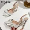 Eyileken Ins Style satynowe kolskie kobiety pompują seksowne poślizgnięcie się kostki wskazywane palce na obcasie buty buty zapatos mujer 240103