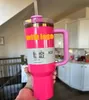 미국 스톡 핑크 퍼레이드 카멜리아 40oz Quencher H2.0 머그잔 컵 캠핑 여행용 자동차 컵 텀블러 컵 컵 1 : 1 동일한 로고 0110과 함께 발렌타인 데이 선물