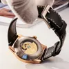 Наручные часы OBLVLO Design Dragon Dial Кожаные Механические Автоматические Часы Двойное Колесо Светящиеся Водонепроницаемые Спортивные Для Мужчин JM-DRAGON