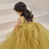 Robes de fille élégante princesse robe en Tulle enfants fleur sans manches enfants pour la fête de noël première Communion robe de bal