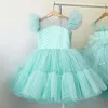 Summer Pretty Girls Dress Birthday Party Commonion Ceremony Princess Lace Thin Kids Ball Gown Elegant Size 410T 240104