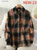 Kvinnors blusar skjortor Streamgirl Loose Autumn Thick Woolen Red Plaid Shirt Women Winter Tops Wool Bluses Vintage Overdimensionerad skjorta Plaid For Women Tops YQ240104