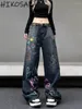 Женские джинсы Harajuku Уличная одежда с принтом граффити Хип-поп Мешковатые эстетические гранж-винтажные широкие брюки с высокой талией Корейские брюки Y2k