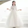 Mädchenkleider, weißes Tutu, Blumenmädchenkleid mit Pailletten, Perlen, Prinzessin, Party, Ballkleid, für Teenager, lange formelle Brautjungfern-Hochzeit, 3–14 Jahre