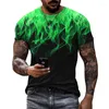 T-shirts pour hommes Coloré Flamme Graphique 3D Impression T-shirt Mode O-cou À Manches Courtes Rue Tendance Chemise Surdimensionnée Casual Mâle Hauts T-shirts