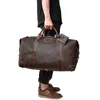 100% véritable Crazy Horse cuir hommes sacs de voyage avec Rivet grand sac à main pour homme sac polochon en peau de vache Mans sac de voyage de luxe 240104