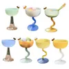 Creative Colored Glass Goblet Ice Cream Bowl Glass Cup Cold Drink Fruit Tea Cocktail Cup Dessert champagne Decorative Glass Cup 240104