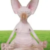 Garden Decorations 1Pc Cat Figurine Sphynx Meditation Statue Art Sculpture Animal Model Figurines For Decoration Home Office Ornam2111530