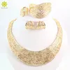Sets Women Wedding Fine Jewelry Sets Gold/Silver Plated Necklace Earrings Ring Bracelet Dress Accessories Beads Fashion Jewelry Sets