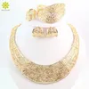 Ensembles de bijoux fins de mariage pour femmes, collier plaqué or/argent, boucles d'oreilles, bague, Bracelet, accessoires de robe, perles, ensembles de bijoux à la mode