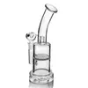 Blu trasparente 18 mm giunto a nido d'ape percolato bong bong in vetro dab rig tubi dell'acqua riciclatore piattaforme petrolifere inebrianti narghilè tubo in linea perc 14mm