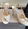 Marca de luxo mulheres sacora sandálias sapatos pérolas contas cristal salto alto tornozelo tiras festa vestido casamento senhora gladiador sandalias com caixa