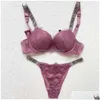 Mutandine da donna Lingerie sexy da donna Comfort Set da donna Reggiseno push up Victorias Secret Donna 2 pezzi Intimo di marca Vetement Femmel23 Dhufq