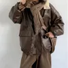 Korean streetwear tjock motorcykel skinnjacka för män kvinnor höst vinter harajuku trendig fleece coat hip hop tops man 240105