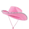 Berets Adults Western Cowboy Hat Rhinestone/Flower Cowgirl For Women Wedding Carnival Rave Party Travel Costume Accessories