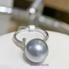 Topp original TifannisSM Women's Ring Online Shop 10 Seawater Pearl Round Nästan Flawless High -klass Gray 18K Guld med diamanttillbehör har originallåda