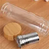 350/450Ml Double Wall Glass Water Infuser Office Tea Cup Stainless Steel Filters Bamboo Lid Travel Drinkware 240104