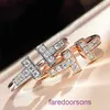 Tifannissm Designer Rings for women online store T family double t ring female Sterling Silver Plated 18k rose gold white Fritillaria shaped Have Original Box