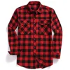 Men Casual Plaid Flannel Shirt Long-Sleeved Chest Two Pocket Design Fashion Printed-Button USA SIZE S M L XL 2XL 240104