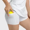 LU-750 Printemps et été nouveaux sports de plein air Yoga lululy chemises de Yoga lululemomly course à séchage rapide lululemenly élastique confort faux deux jupe de tennis antidérapante