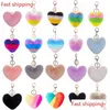 Schlüsselanhänger Lanyards Fast Fashion Splicing Herz Ball Pom Schlüsselbund Flauschige Faux Kaninchenfell Pompom Frauen Taschenanhänger Schmuckstück Weihnachten D Dhlkv