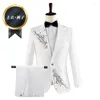 Männer Anzüge Floral Jacquard Männer Slim Fit Mit Hochzeit Smoking Für Trauzeugen Schwarz Weiß Schal Revers Männlich Mode Elegante set Kostüm