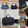 Bolso de viaje grande para mujer, bolso de mano de diseñador, bolso de hombro a cuadros con diamantes cc, bolsos de cadena de moda, bolsos cruzados de mezclilla