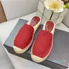 Designer ladies flat hemp rope sandals fashion high-quality leather lychee pattern slippers spring and autumn comfortable semi-drag fashion trend and fashion